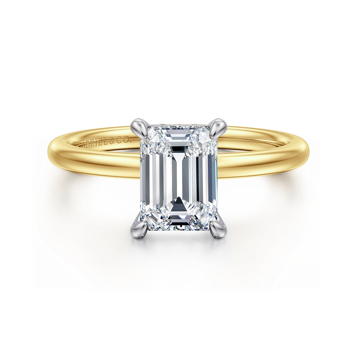 14K White-Yellow Gold  Emerald Cut Diamond Engagement Ring — ER15972E6M44JJ; center stone shown for illustration, not included