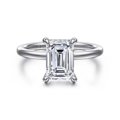 14K White Gold  Emerald Cut Diamond Engagement Ring — Gabriel & Co. ER15972E8W44JJ; center stone shown for illustration, not included
