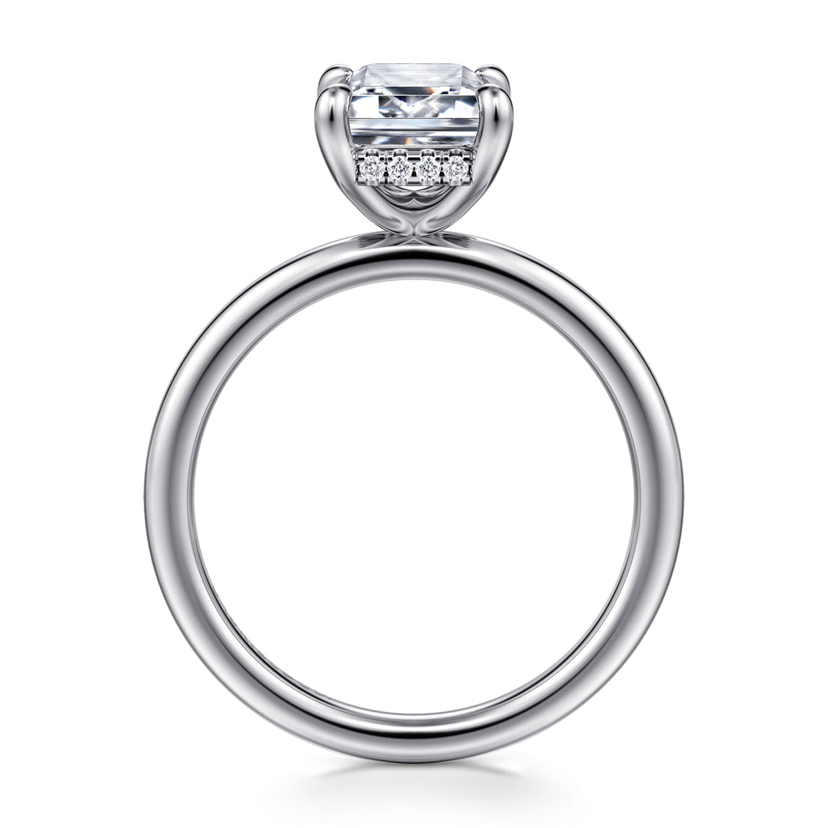 14K White Gold  Emerald Cut Diamond Engagement Ring — Gabriel & Co. ER15972E8W44JJ; center stone shown for illustration, not included