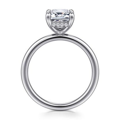 14K White Gold  Emerald Cut Diamond Engagement Ring — Gabriel & Co. ER15972E8W44JJ; center stone shown for illustration, not included