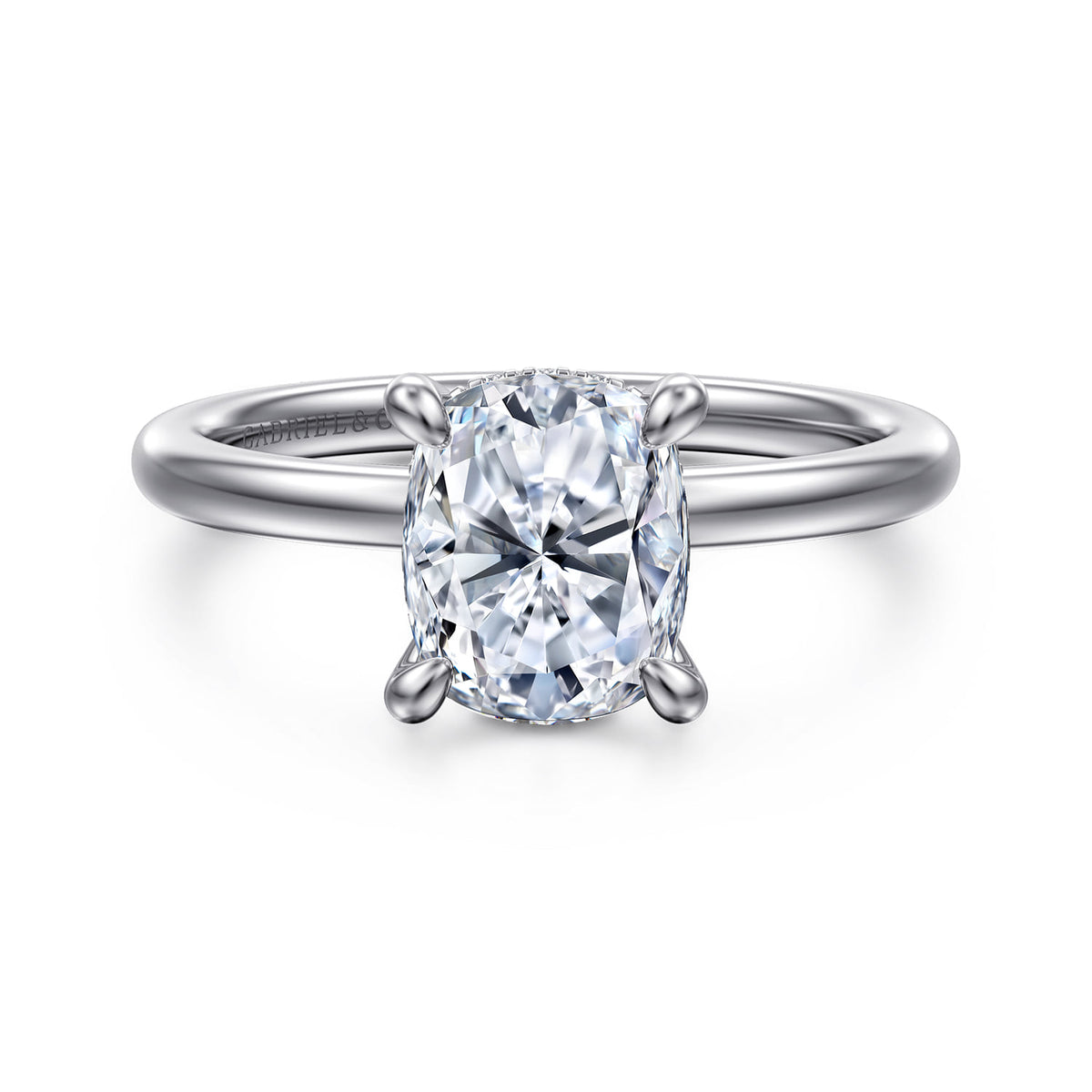 14K White Gold  Elongated Cushion Diamond Engagement Ring — ER15972G8W44JJ; center stone shown for illustration, not included