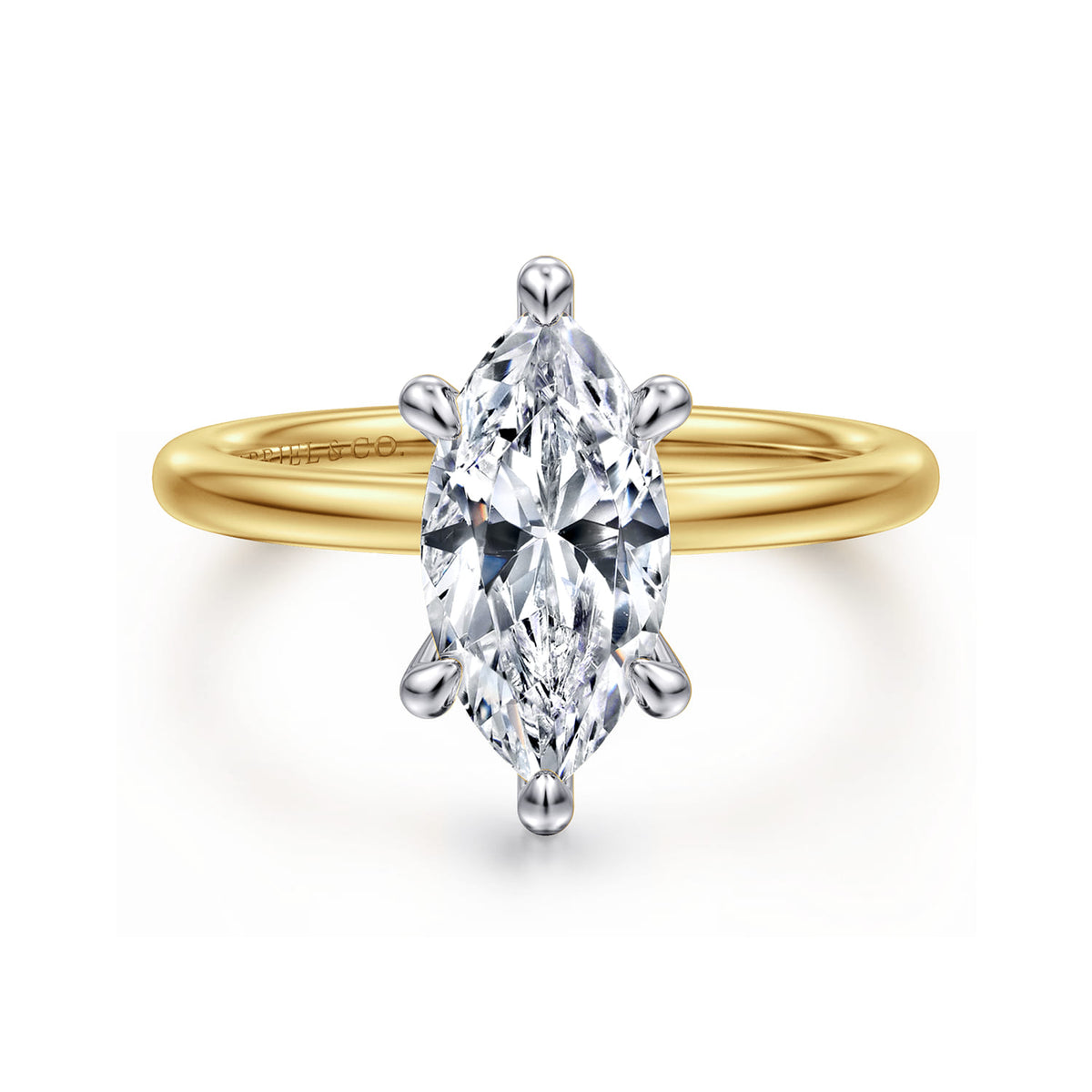 14K White-Yellow Gold  Marquise Shape Diamond Engagement Ring — ER15972M6M44JJ; center stone shown for illustration, not included