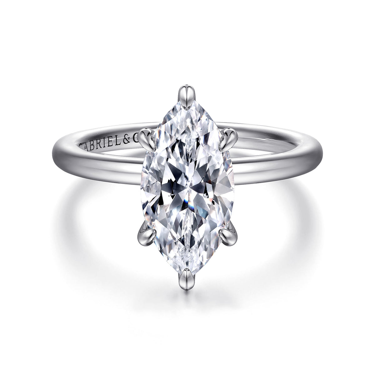 14K White Gold  Marquise Shape Diamond Engagement Ring — Gabriel & Co. ER15972M8W44JJ; center stone shown for illustration, not included