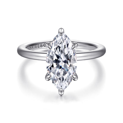 14K White Gold  Marquise Shape Diamond Engagement Ring — Gabriel & Co. ER15972M8W44JJ; center stone shown for illustration, not included