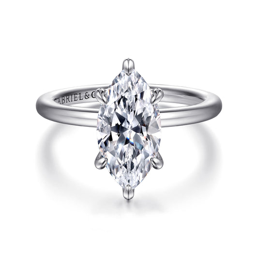 14K White Gold  Marquise Shape Diamond Engagement Ring — Gabriel & Co. ER15972M8W44JJ; center stone shown for illustration, not included