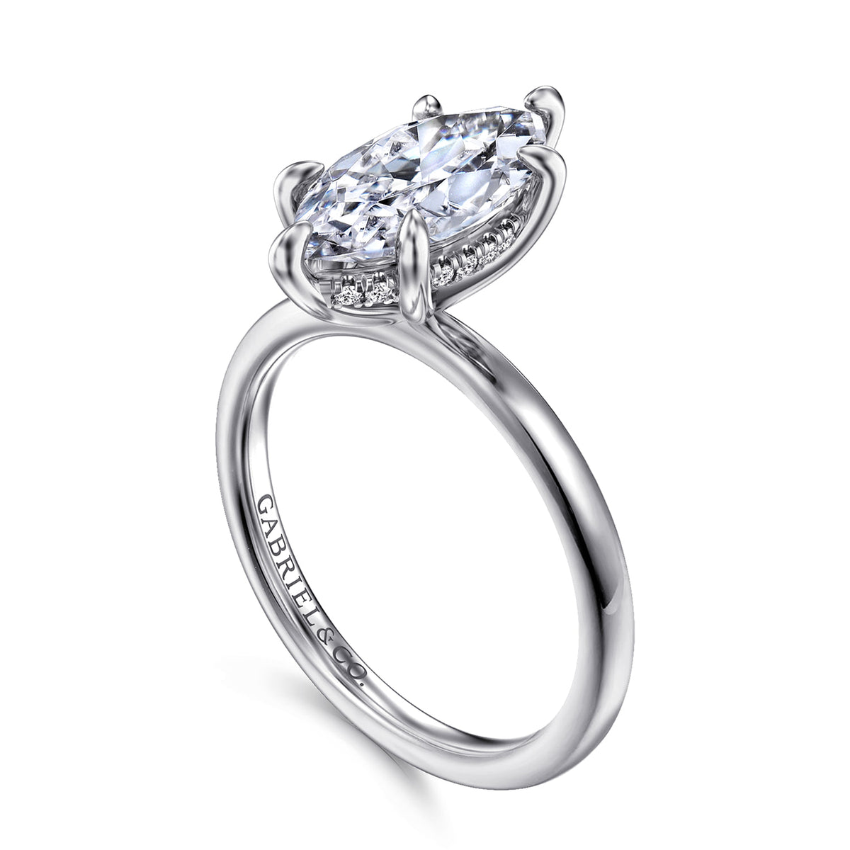14K White Gold  Marquise Shape Diamond Engagement Ring — Gabriel & Co. ER15972M8W44JJ; center stone shown for illustration, not included