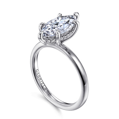 14K White Gold  Marquise Shape Diamond Engagement Ring — Gabriel & Co. ER15972M8W44JJ; center stone shown for illustration, not included