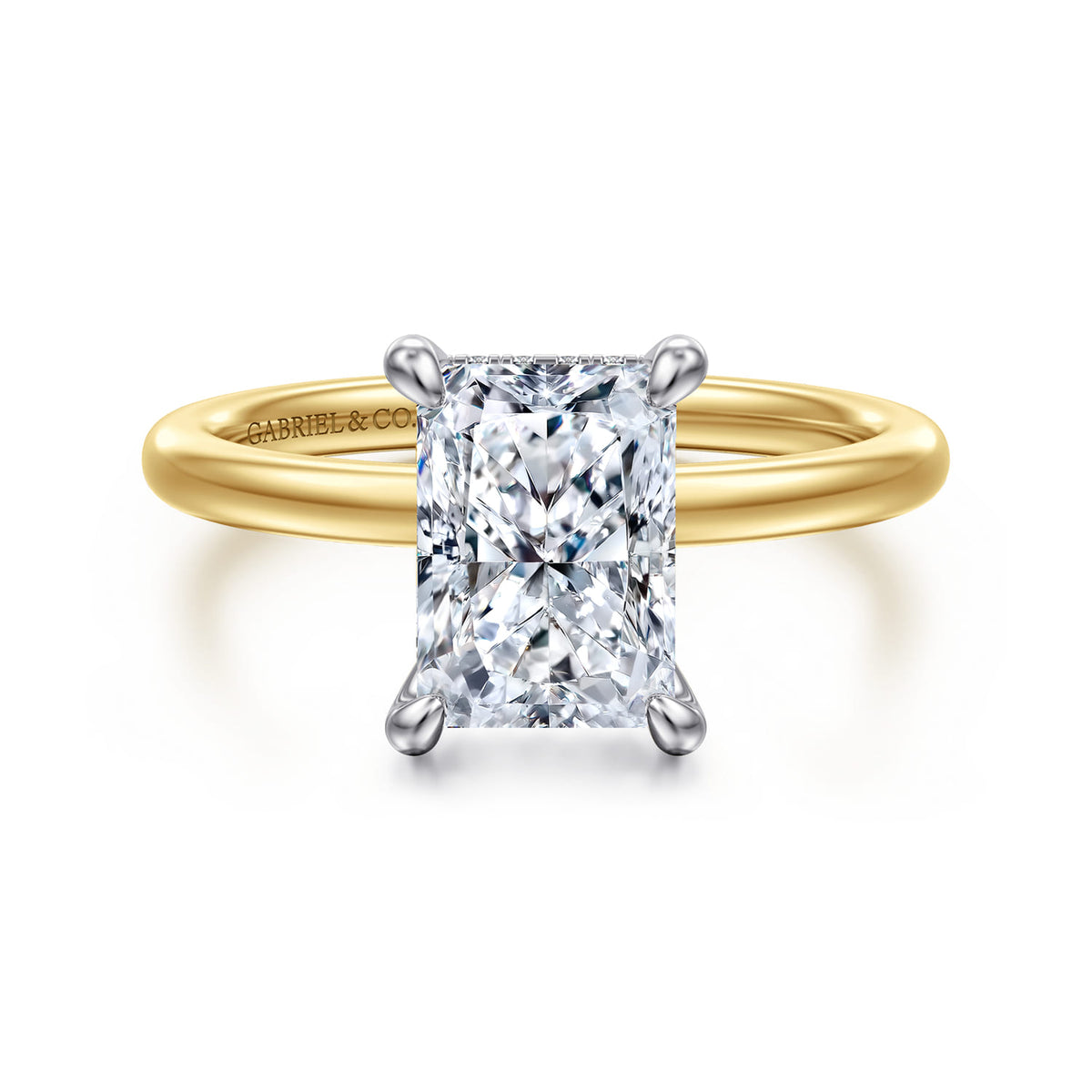 14K White-Yellow Gold  Radiant Cut Diamond Engagement Ring — ER15972N8M44JJ; center stone shown for illustration, not included