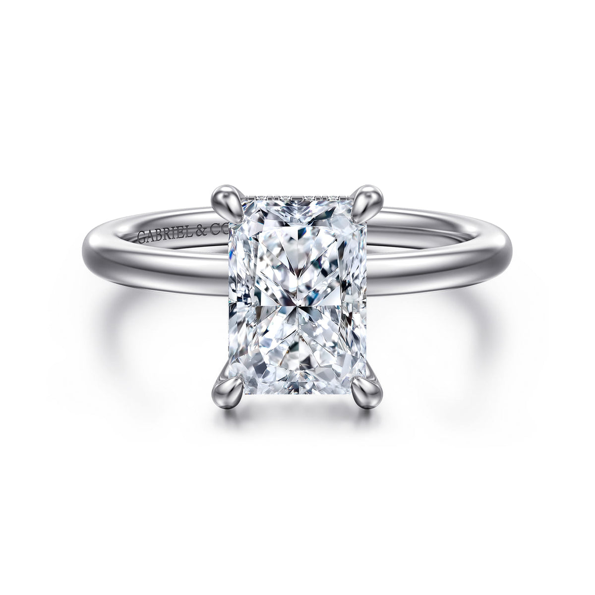 14K White Gold  Radiant Cut Diamond Engagement Ring — ER15972N8W44JJ; center stone shown for illustration, not included