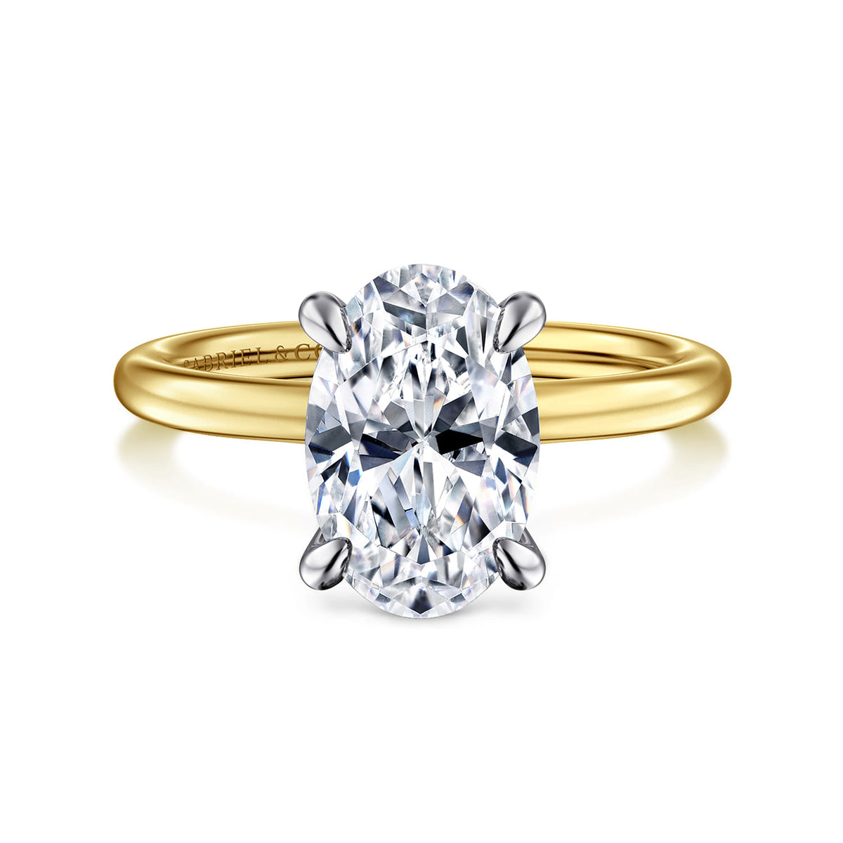 14K White-Yellow Gold  Oval Diamond Engagement Ring — ER15972O10M44JJ; center stone shown for illustration, not included