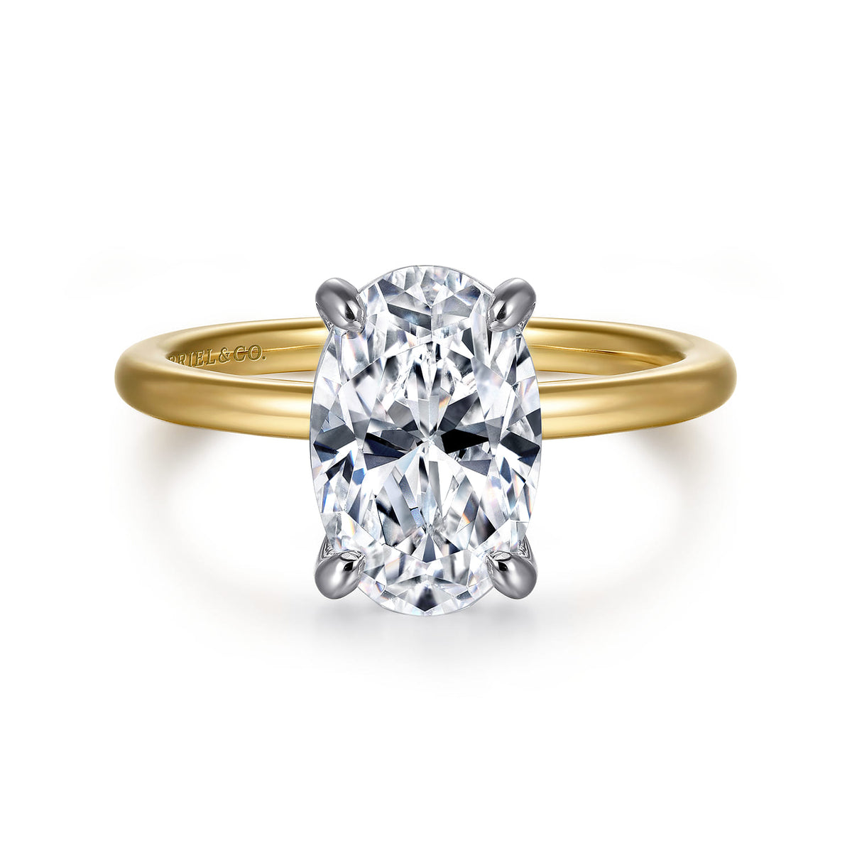 14K White-Yellow Gold  Oval Diamond Engagement Ring — ER15972O12M44JJ; center stone shown for illustration, not included