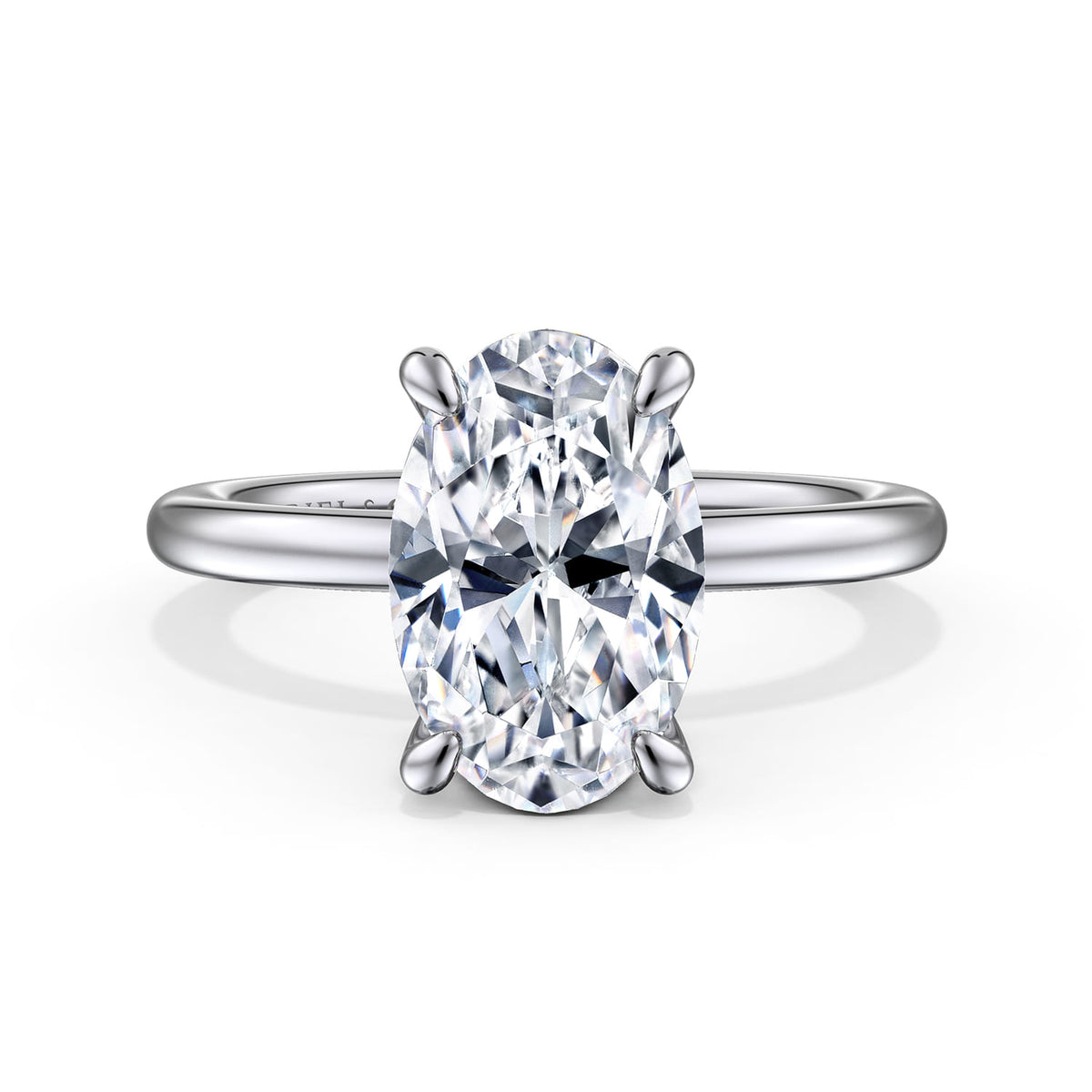 14K White Gold  Oval Diamond Engagement Ring — ER15972O12W44JJ; center stone shown for illustration, not included