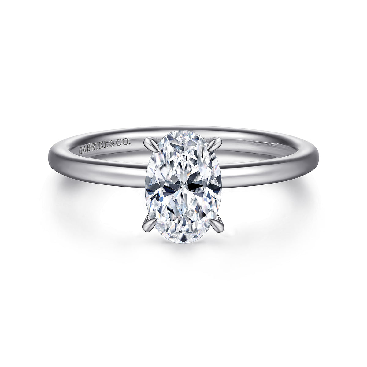 Platinum  Oval Diamond Engagement Ring — ER15972O4PT4JJ; center stone shown for illustration, not included