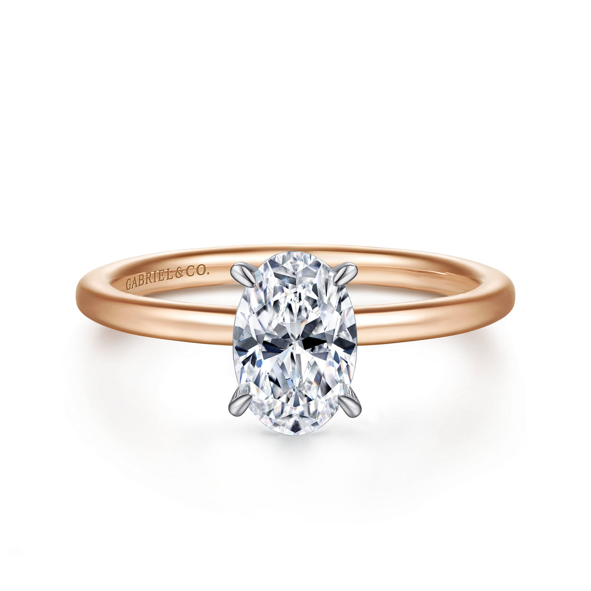 14K White-Rose Gold  Oval Diamond Engagement Ring — ER15972O4T44JJ; center stone shown for illustration, not included