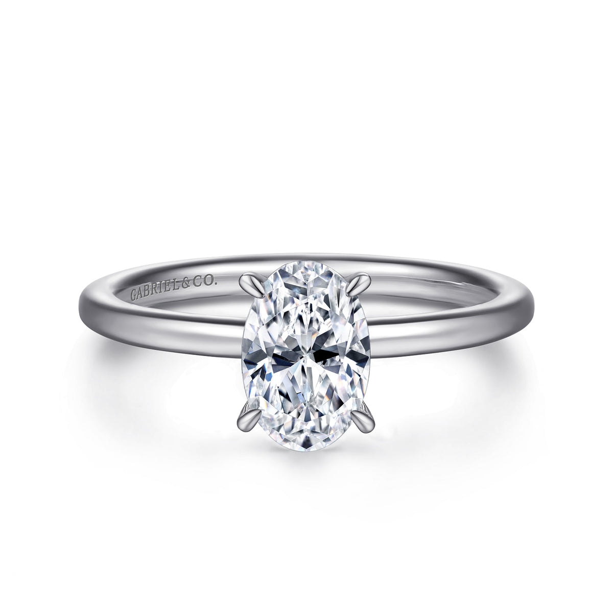 14K White Gold  Oval Diamond Engagement Ring — ER15972O4W44JJ; center stone shown for illustration, not included