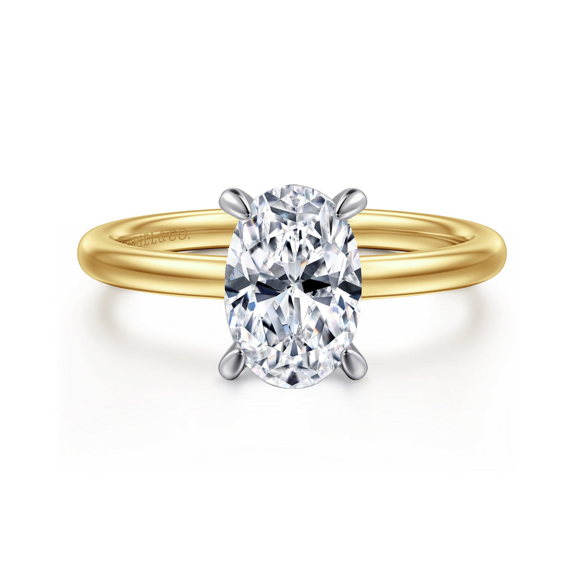 14K White-Yellow Gold  Oval Diamond Engagement Ring — ER15972O6M44JJ; center stone shown for illustration, not included