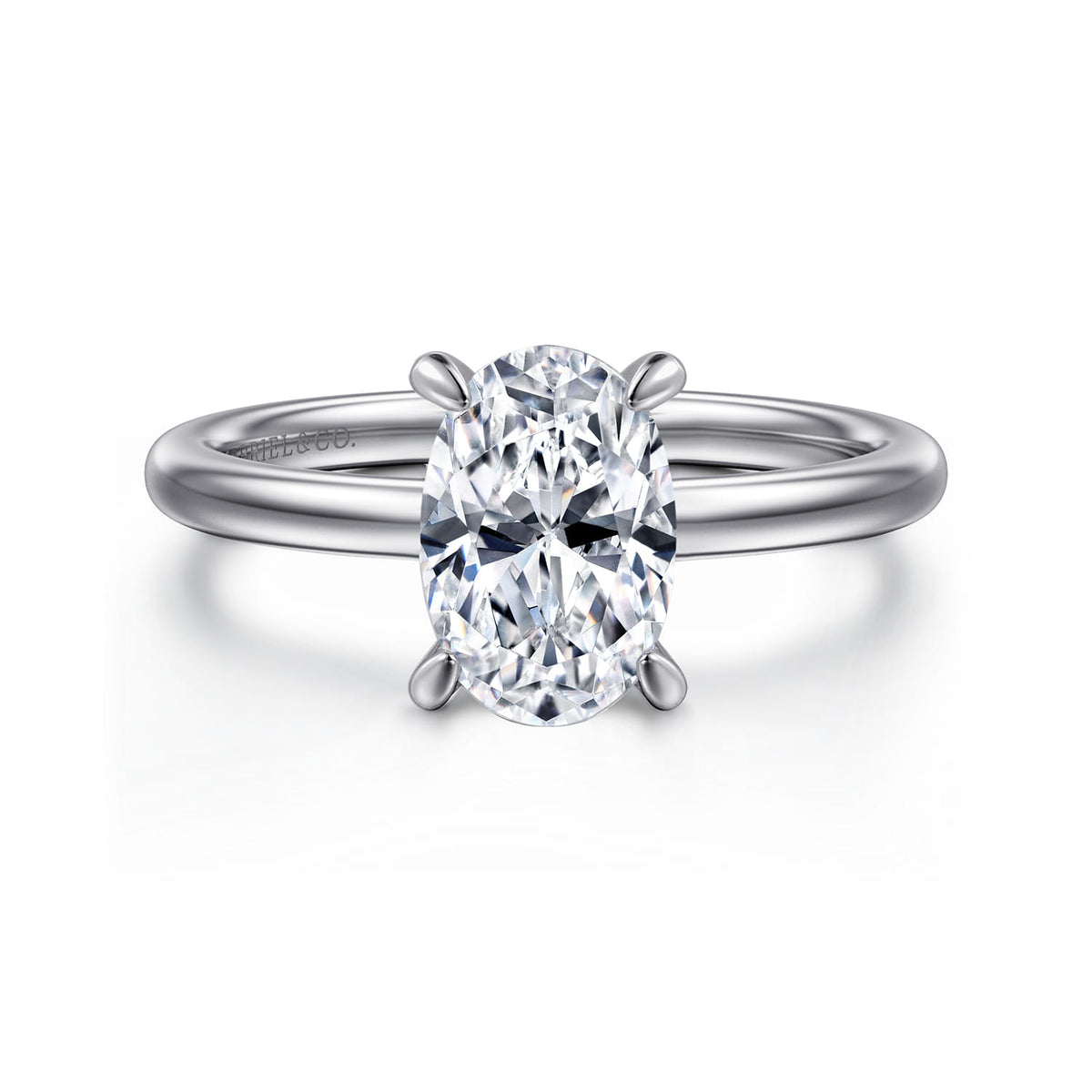 Platinum  Oval Diamond Engagement Ring — ER15972O6PT4JJ; center stone shown for illustration, not included