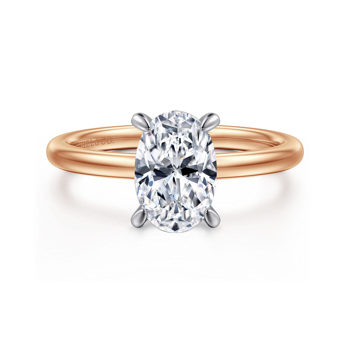 14K White-Rose Gold  Oval Diamond Engagement Ring — ER15972O6T44JJ; center stone shown for illustration, not included