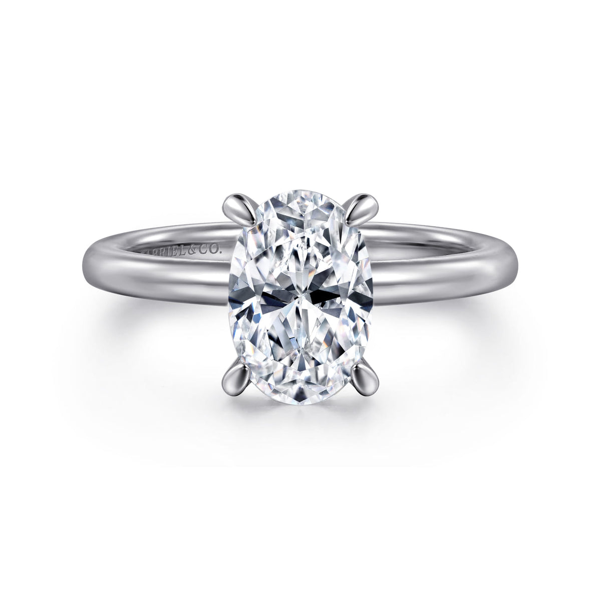 14K White Gold  Oval Diamond Engagement Ring — ER15972O6W44JJ; center stone shown for illustration, not included