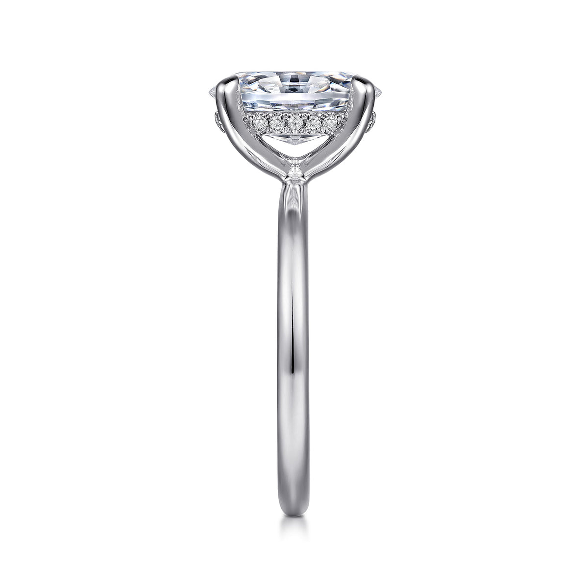 Platinum  Oval Diamond Engagement Ring — Gabriel & Co. ER15972O8PT4JJ; center stone shown for illustration, not included