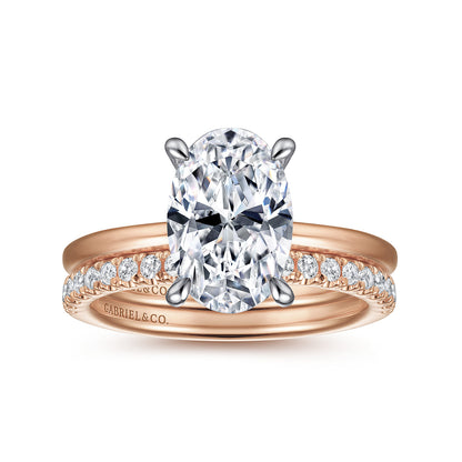 14K White-Rose Gold  Oval Diamond Engagement Ring — Gabriel & Co. ER15972O8T44JJ; center stone shown for illustration, not included