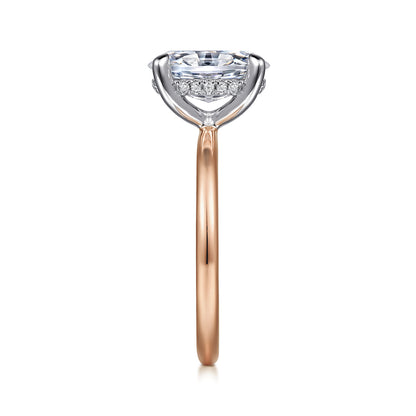 14K White-Rose Gold  Oval Diamond Engagement Ring — Gabriel & Co. ER15972O8T44JJ; center stone shown for illustration, not included