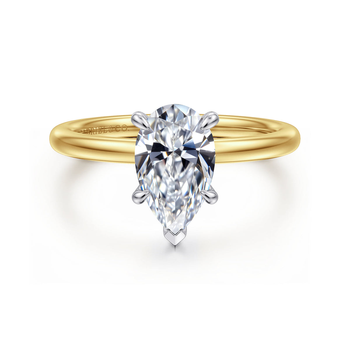 14K White-Yellow Gold  Pear Shape Diamond Engagement Ring — ER15972P6M44JJ; center stone shown for illustration, not included