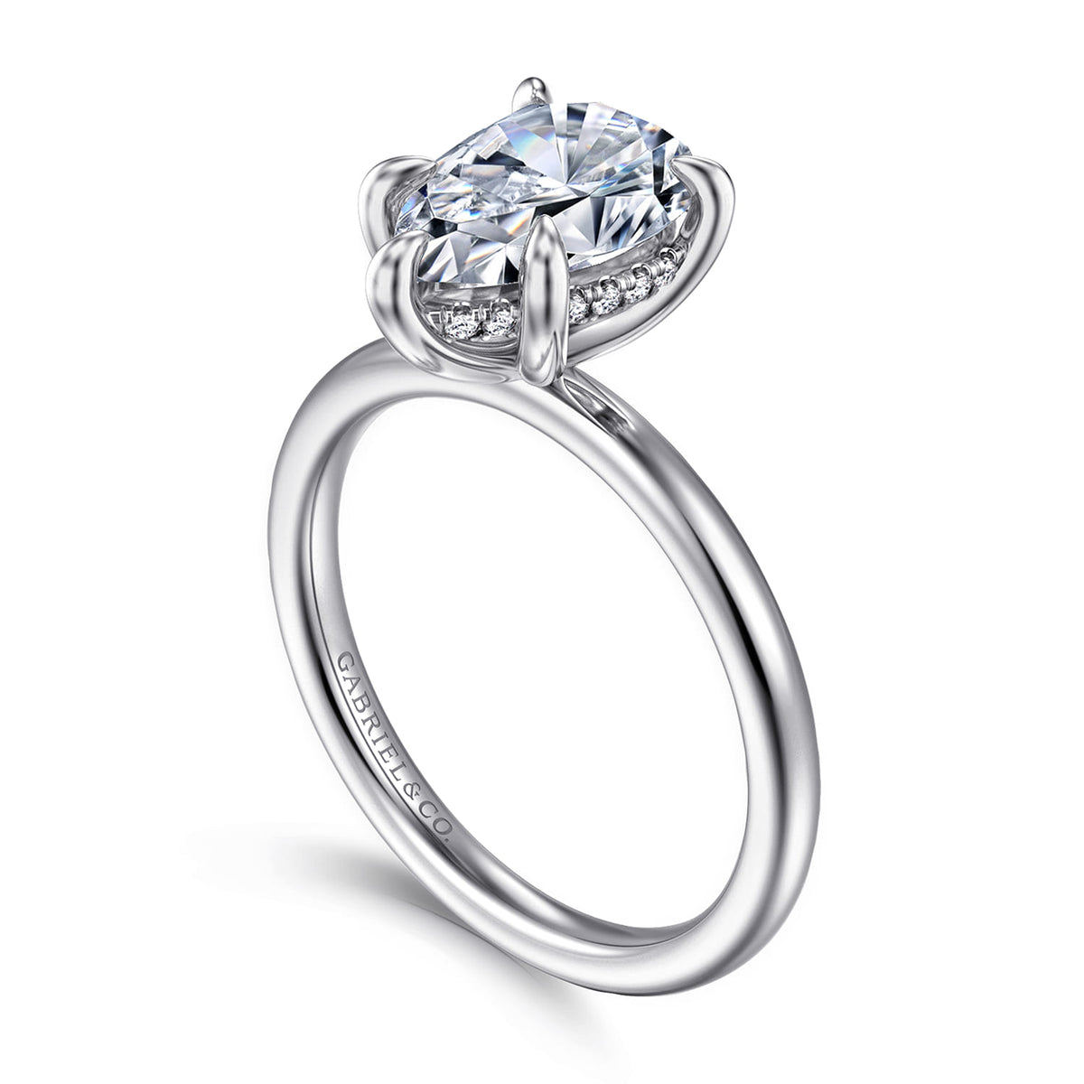 14K White Gold Pear Shape Diamond Engagement Ring — Gabriel & Co. ER15972P8W44JJ; center stone shown for illustration, not included