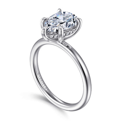 14K White Gold Pear Shape Diamond Engagement Ring — Gabriel & Co. ER15972P8W44JJ; center stone shown for illustration, not included