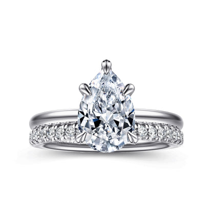 14K White Gold Pear Shape Diamond Engagement Ring — Gabriel & Co. ER15972P8W44JJ; center stone shown for illustration, not included
