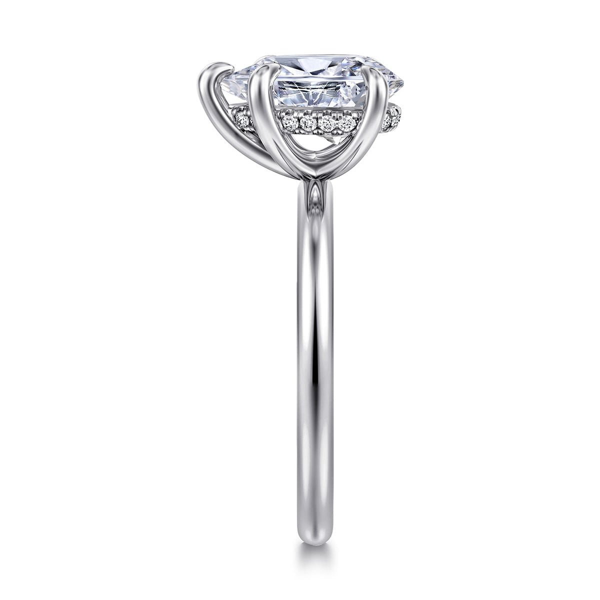 14K White Gold Pear Shape Diamond Engagement Ring — Gabriel & Co. ER15972P8W44JJ; center stone shown for illustration, not included