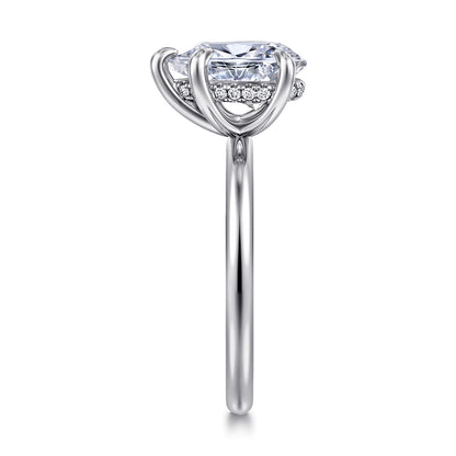 14K White Gold Pear Shape Diamond Engagement Ring — Gabriel & Co. ER15972P8W44JJ; center stone shown for illustration, not included