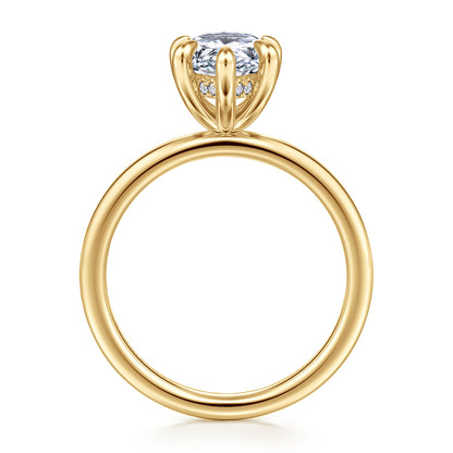14K Yellow Gold Pear Shape Diamond Engagement Ring — Gabriel & Co. ER15972P8Y44JJ; center stone shown for illustration, not included