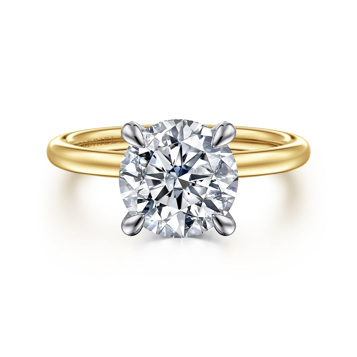 14K White-Yellow Gold  Round Diamond Engagement Ring — ER15972R10M44JJ; center stone shown for illustration, not included