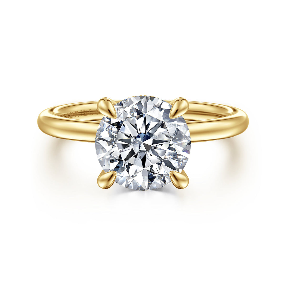 14K Yellow Gold  Round Diamond Engagement Ring — ER15972R10Y44JJ; center stone shown for illustration, not included