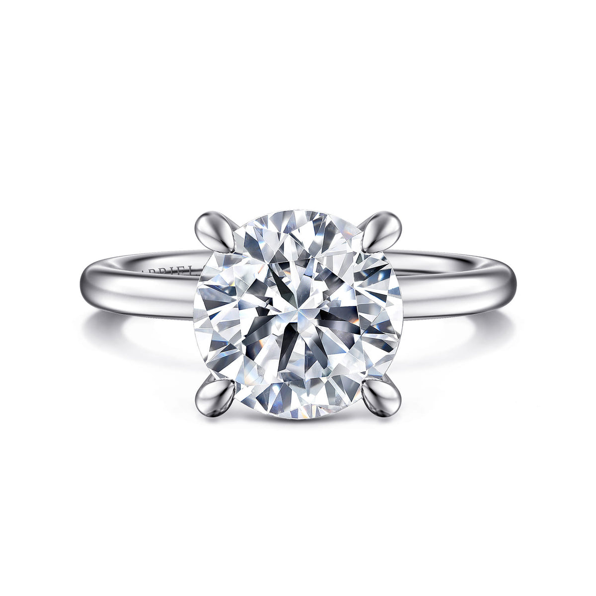 14K White Gold  Round Diamond Engagement Ring — ER15972R12W44JJ; center stone shown for illustration, not included
