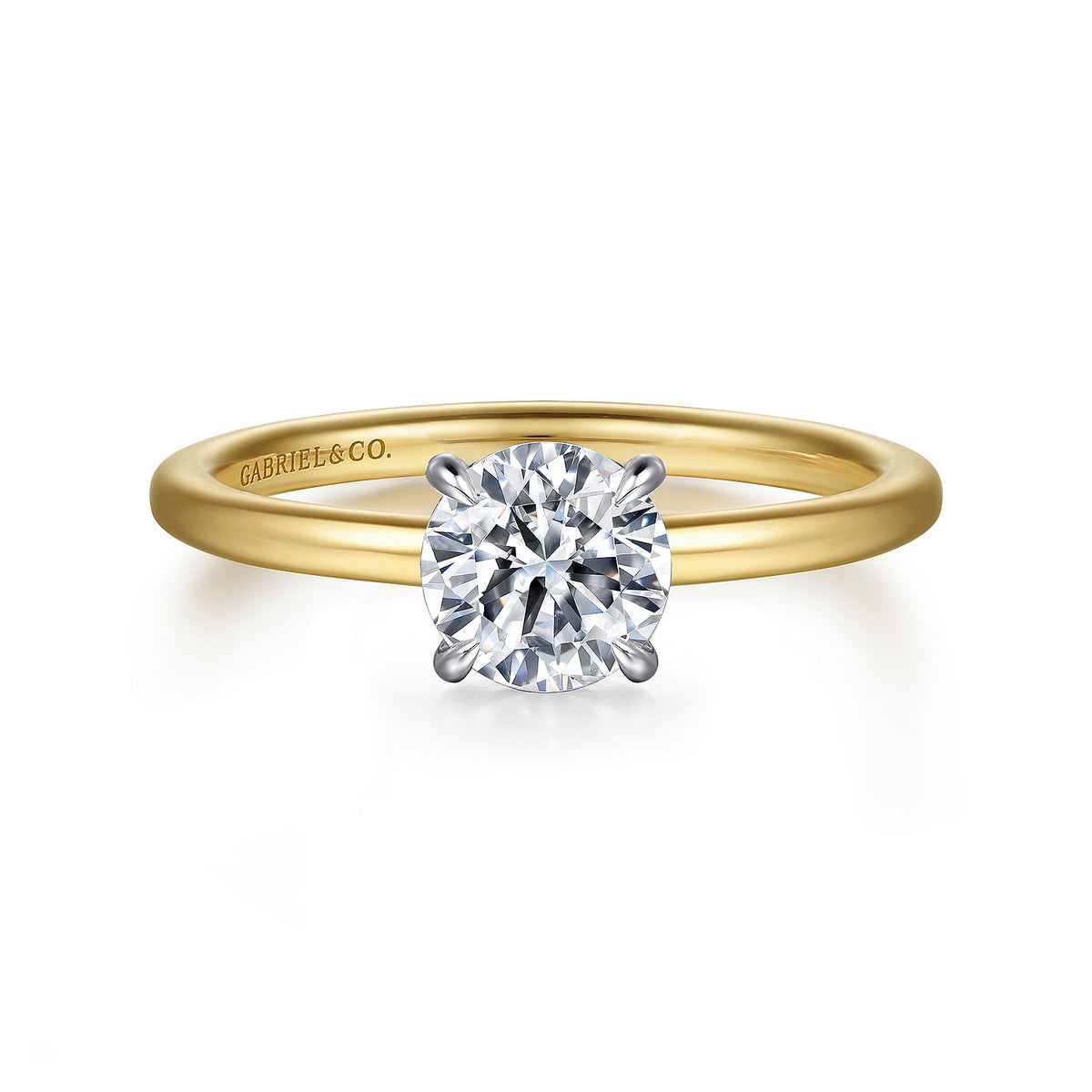 14K White-Yellow Gold  Round Diamond Engagement Ring — ER15972R4M44JJ; center stone shown for illustration, not included