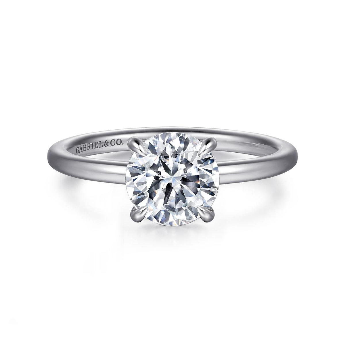 Platinum Round Diamond Engagement Ring — ER15972R6PT4JJ; center stone shown for illustration, not included