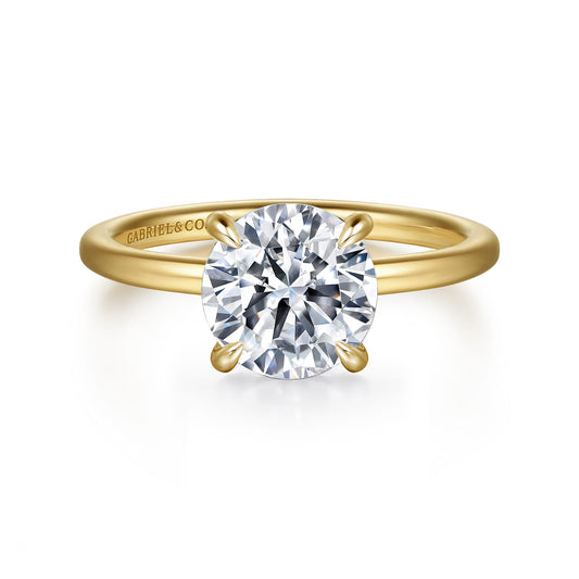 14K Yellow Gold  Round Diamond Engagement Ring — Gabriel & Co. ER15972R8Y44JJ; center stone shown for illustration, not included