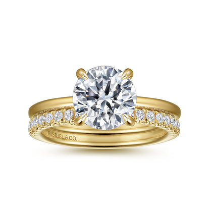 14K Yellow Gold  Round Diamond Engagement Ring — Gabriel & Co. ER15972R8Y44JJ; center stone shown for illustration, not included