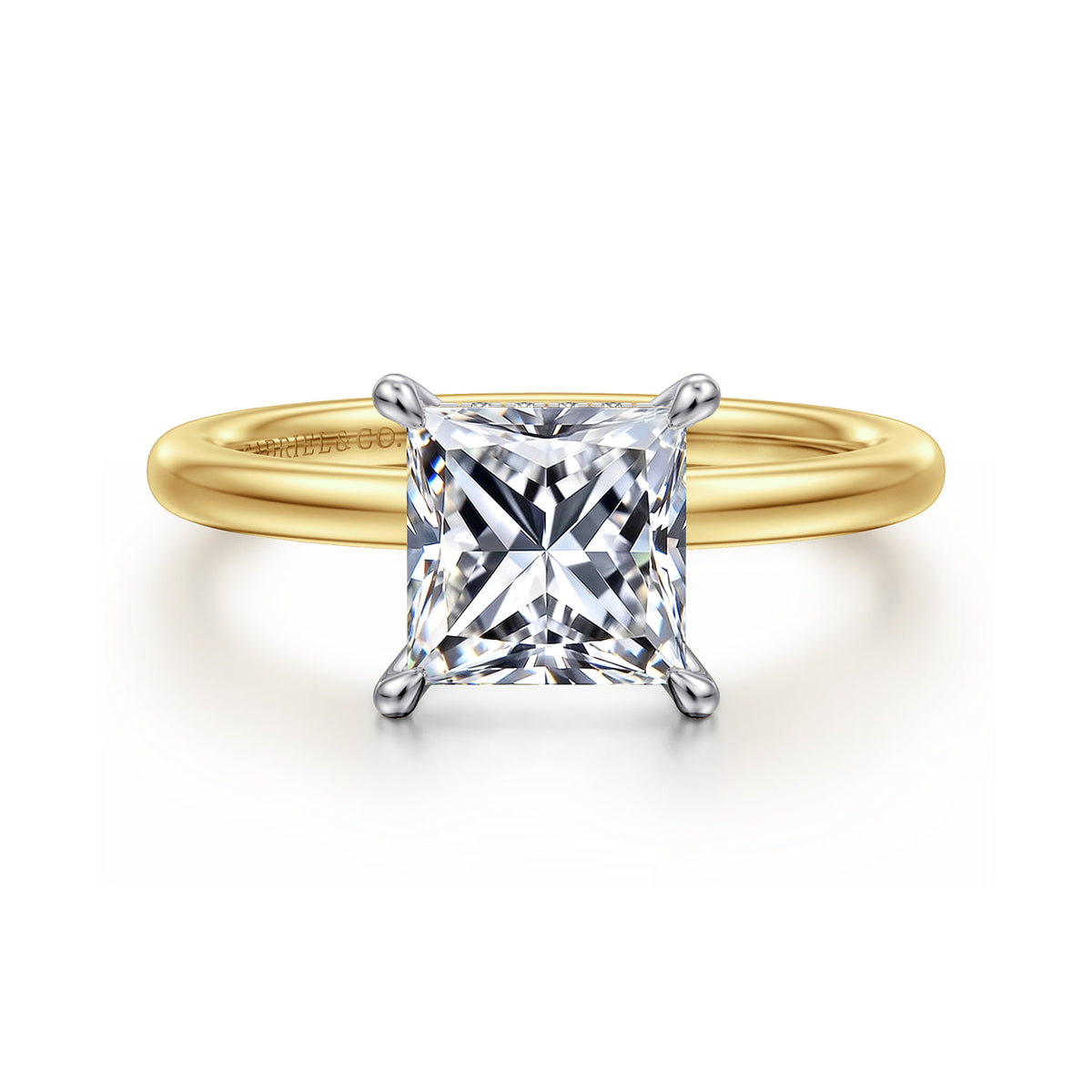 14K White-Yellow Gold Princess  Diamond Engagement Ring — ER15972S6M44JJ; center stone shown for illustration, not included