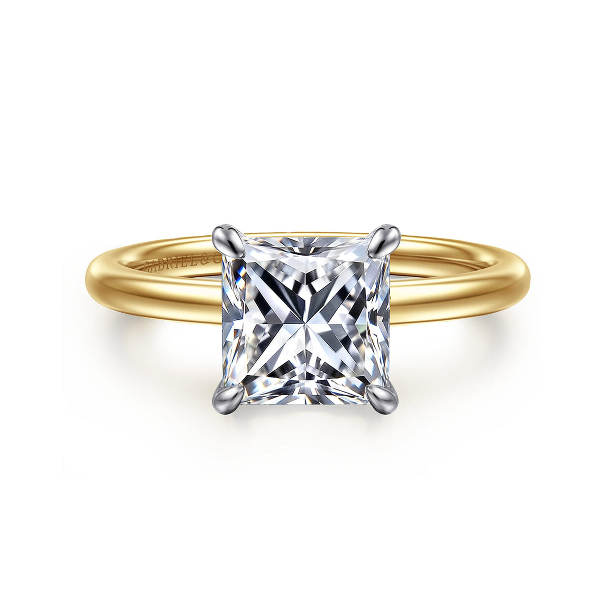 14K White-Yellow Gold  Princess Cut Diamond Engagement Ring — ER15972S8M44JJ; center stone shown for illustration, not included