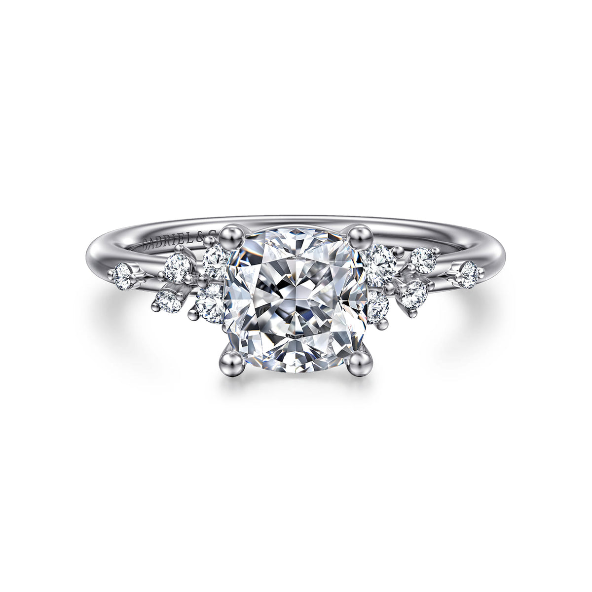 Platinum Cushion Cut Diamond Engagement Ring — ER15973C6PT4JJ; center stone shown for illustration, not included