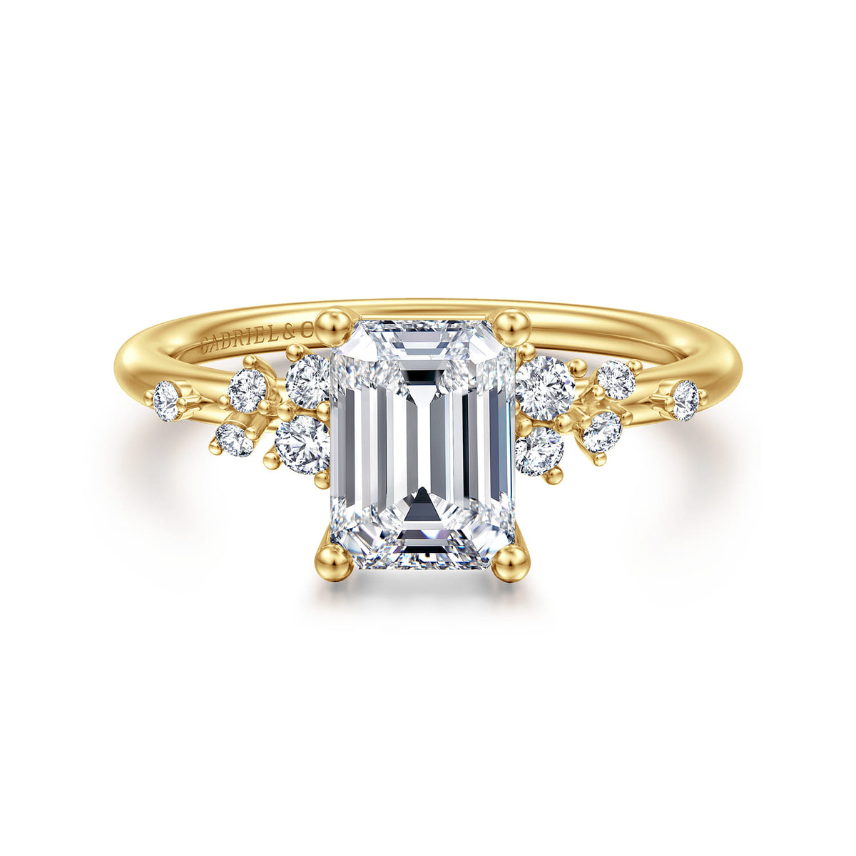 14K Yellow Gold Emerald Cut Diamond Engagement Ring — ER15973E6Y44JJ; center stone shown for illustration, not included