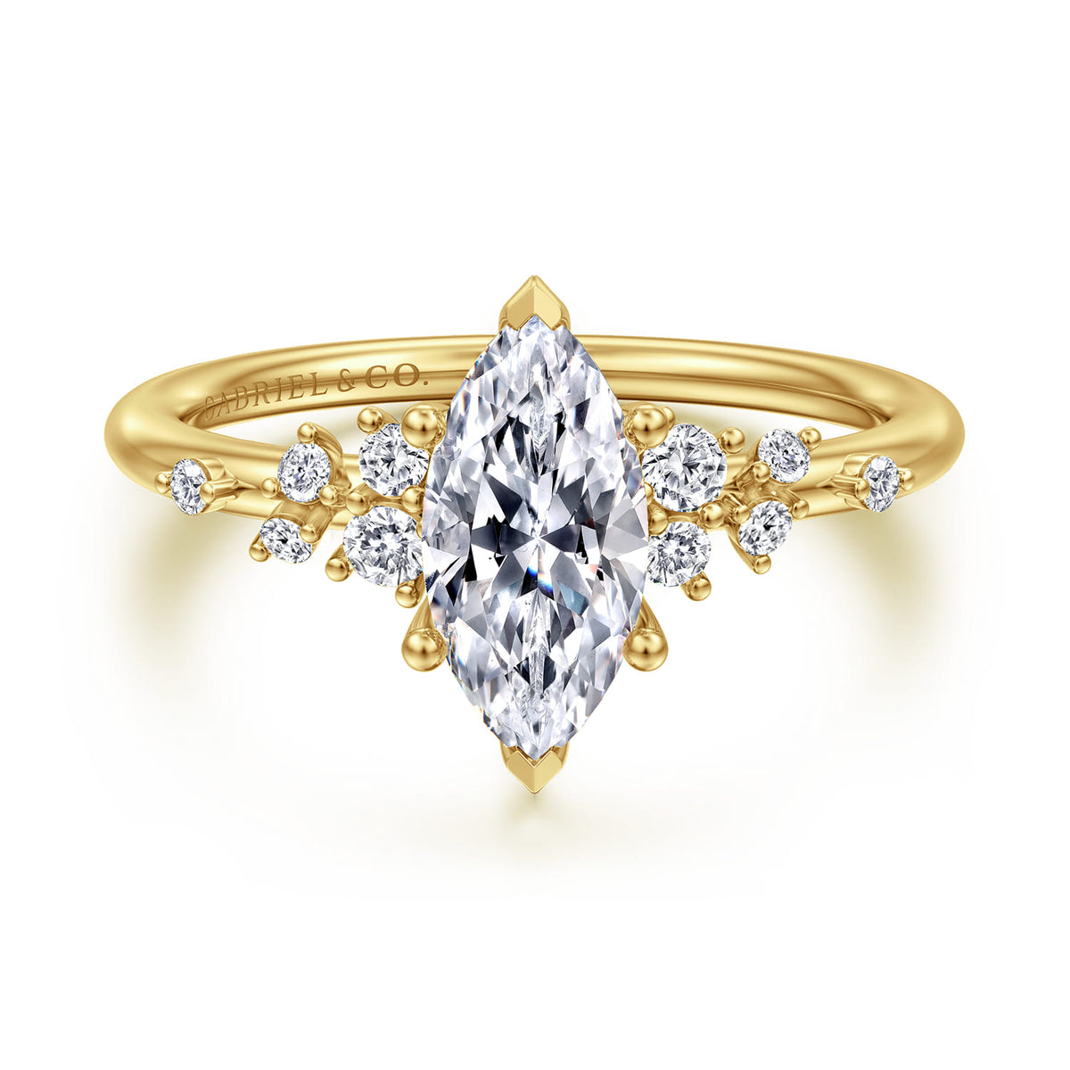 14K Yellow Gold Marquise Shape Diamond Engagement Ring — ER15973M4Y44JJ; center stone shown for illustration, not included