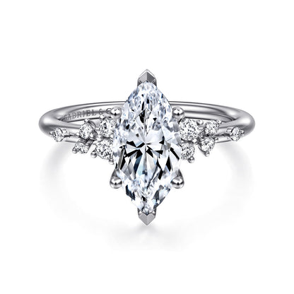 Platinum Marquise Shape Diamond Engagement Ring — Gabriel & Co. ER15973M6PT4JJ; center stone shown for illustration, not included
