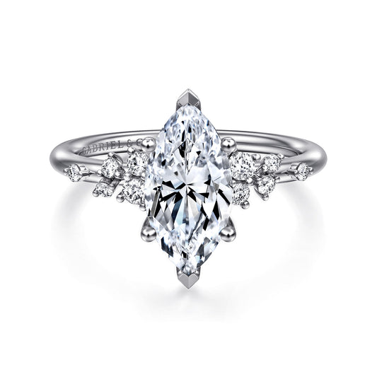 Platinum Marquise Shape Diamond Engagement Ring — Gabriel & Co. ER15973M6PT4JJ; center stone shown for illustration, not included