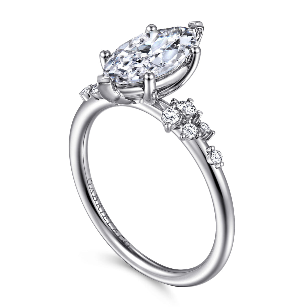 Platinum Marquise Shape Diamond Engagement Ring — Gabriel & Co. ER15973M6PT4JJ; center stone shown for illustration, not included