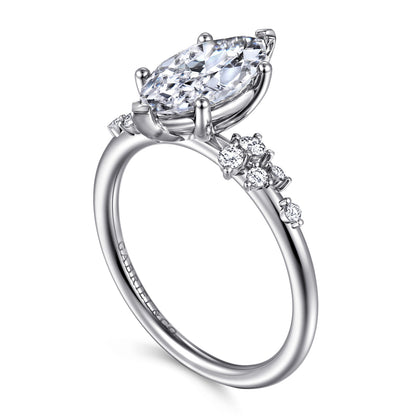 Platinum Marquise Shape Diamond Engagement Ring — Gabriel & Co. ER15973M6PT4JJ; center stone shown for illustration, not included