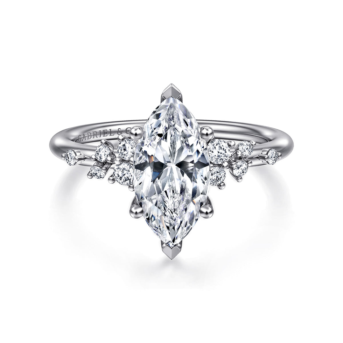 14K White Gold Marquise Shape Diamond Engagement Ring — Gabriel & Co. ER15973M6W44JJ; center stone shown for illustration, not included